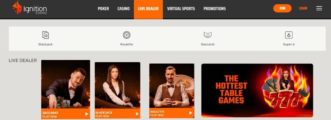 Ignition Casino Live Dealer Games